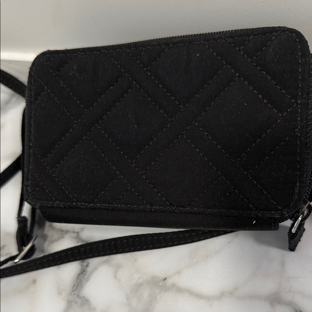 Vera Bradley Black Quilted Mini Crossbody Wristlet - Picture 3 of 8